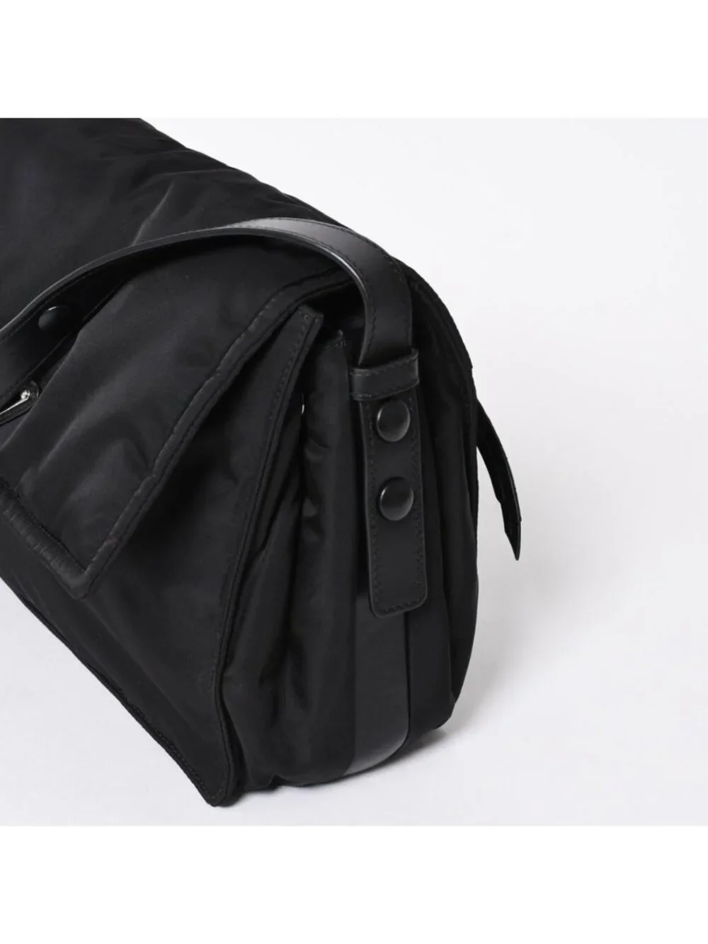 Prada Pocono Shoulder Bag Triangle Logo Nylon Black Silver